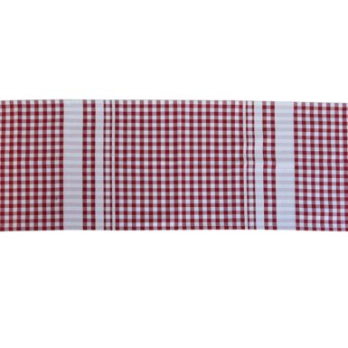 Chemin de table tissu carreaux rouge et blanc