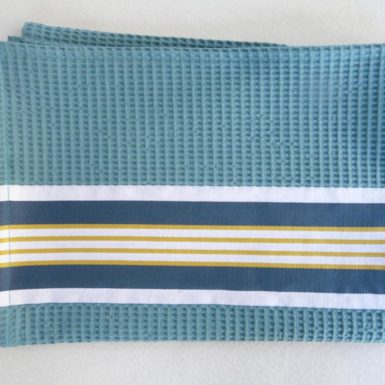 Drap de bain en coton bleu NID D'ABEILLE