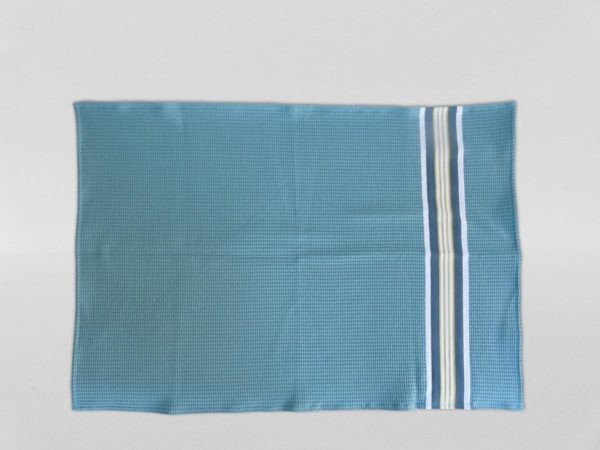 Drap de bain en coton bleu NID D'ABEILLE