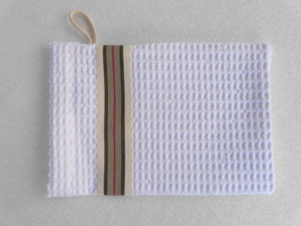 Set drap de bain, serviette, gant de toilette en coton blanc NID D'ABEILLE