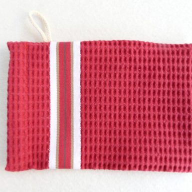 Gant de toilette en coton rouge tuile NID D'ABEILLE