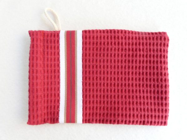 Gant de toilette en coton rouge tuile NID D'ABEILLE