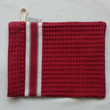 Gant de toilette en coton rouge tuile NID D'ABEILLE