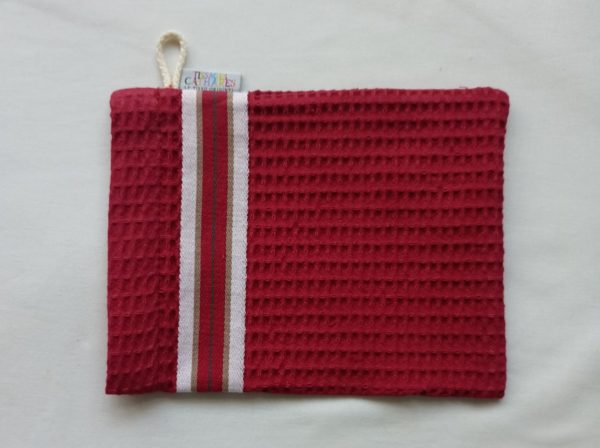 Gant de toilette en coton rouge tuile NID D'ABEILLE