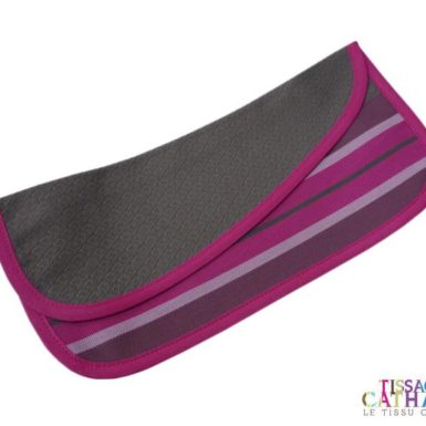 Pochette serviette en tissu gris et fushia PUIVERT