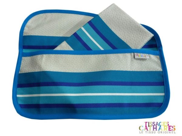 Pochette serviette en tissu bleu océan PUIVERT – Image 2
