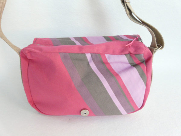 Sac à bandoulière gris et rose FOIX