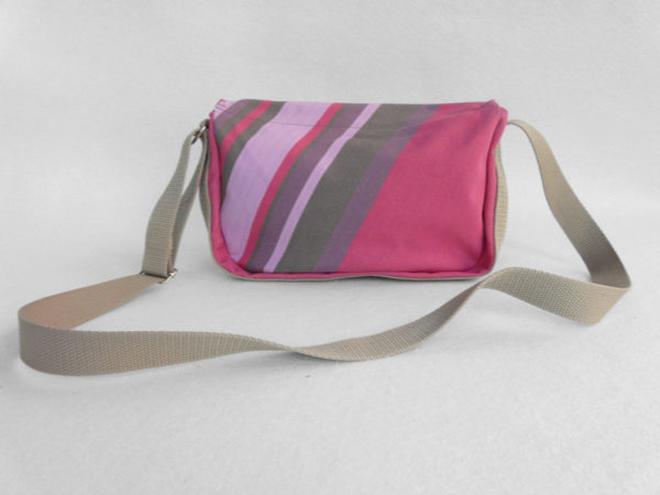 Sac à bandoulière gris et rose FOIX