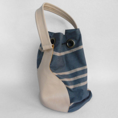 Sac bourse beige bleu rayé FOIX