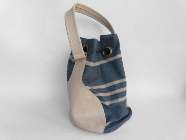 Sac bourse beige bleu rayé FOIX