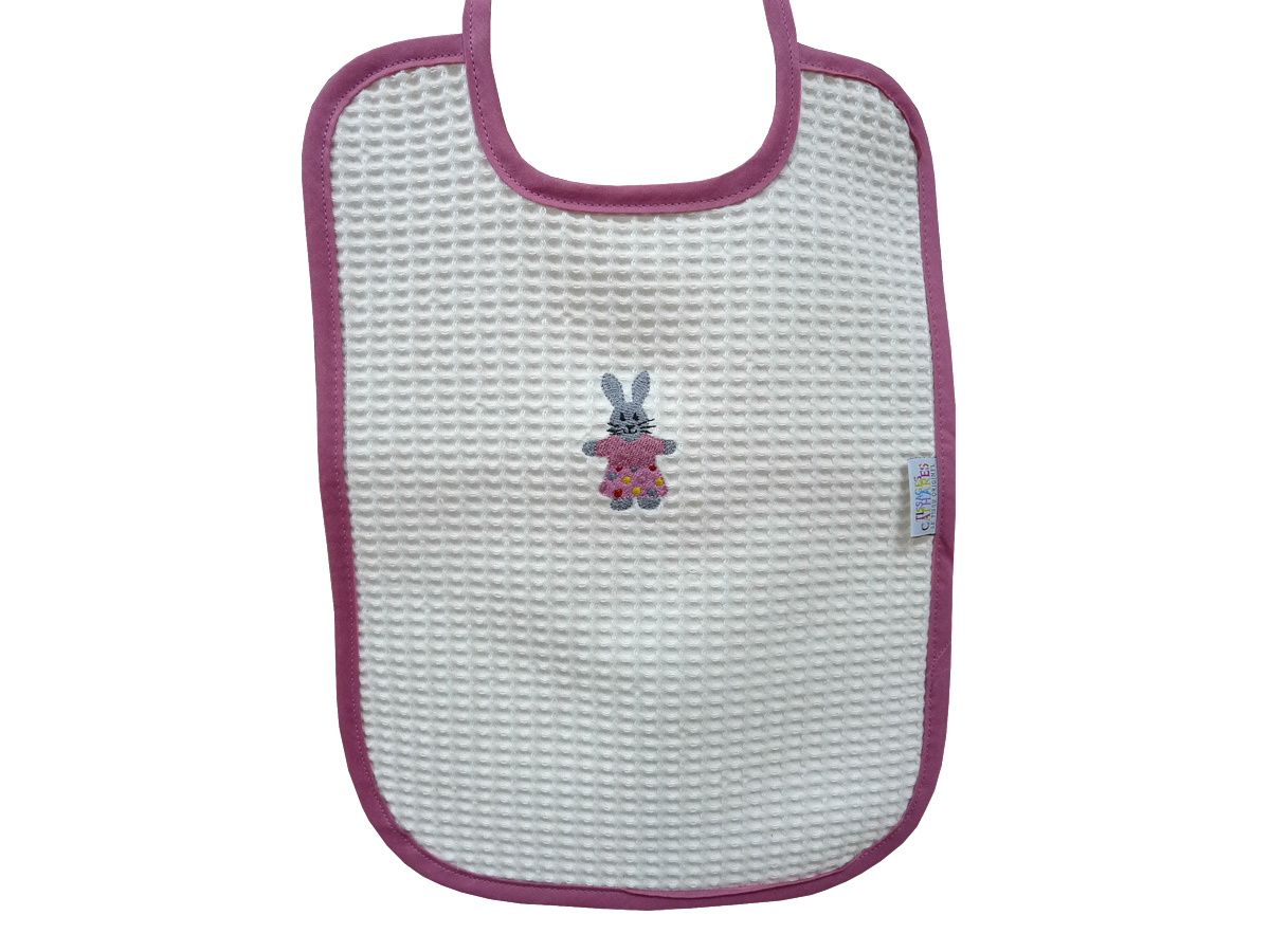 Bavoir En Nid D Abeille Broderie Lapin Fille Tissages Cathares