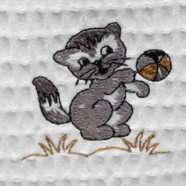 Bavoir en nid d’abeille broderie Chaton