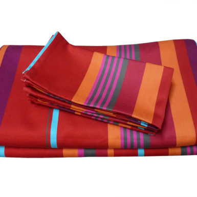 Ensemble nappe et serviettes en tissu rouge MIREPOIX