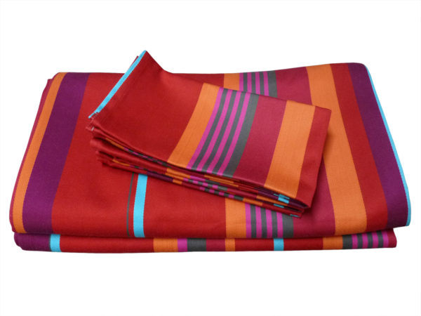 Ensemble nappe et serviettes en tissu rouge MIREPOIX