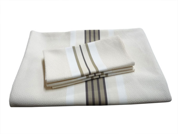 Ensemble nappe et serviettes en coton naturel PUIVERT