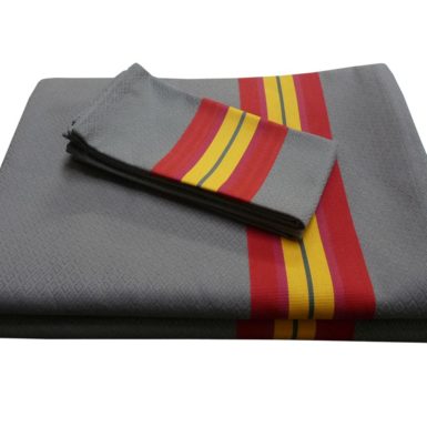 Ensemble nappe et serviettes en coton rouge et or PUIVERT