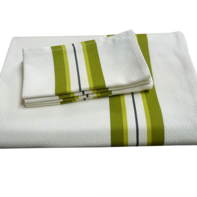 Ensemble nappe et serviettes vert et naturel PUIVERT