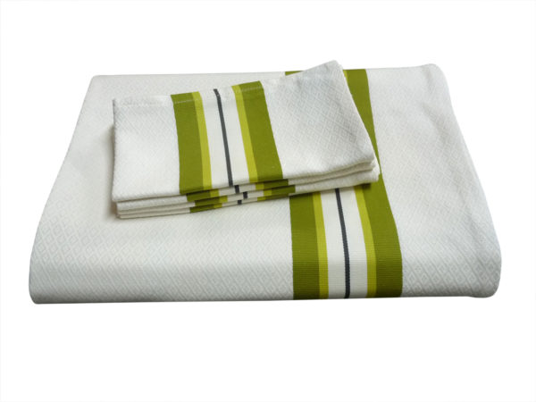 Ensemble nappe et serviettes vert et naturel PUIVERT