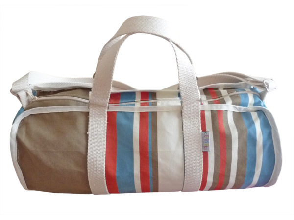 Sac de sport bleu azur et rouge TISSAGES CATHARES