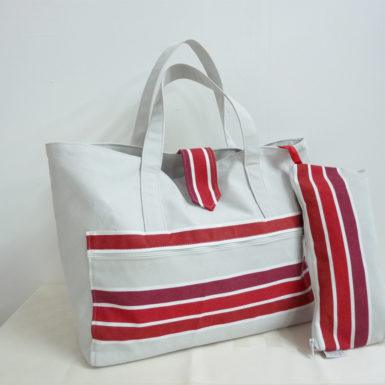 Sac fourre tout rayure rouge TISSAGES CATHARES