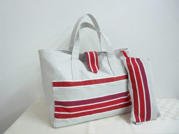 Sac fourre tout rayure rouge TISSAGES CATHARES