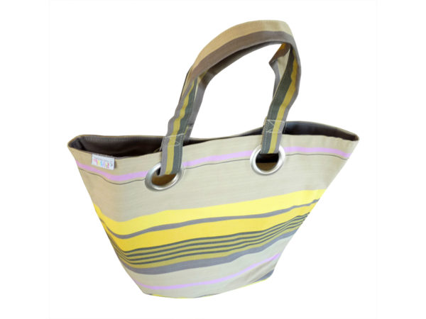 Sac shopping en tissu beige et jaune MIREPOIX