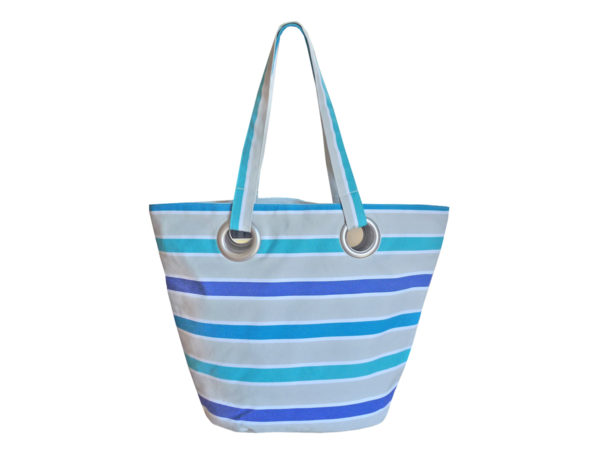 Sac shopping en toile rayure bleue TISSAGES CATHARES