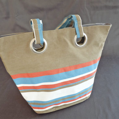 Sac shopping bleu Azur et rouge TISSAGES CATHARES