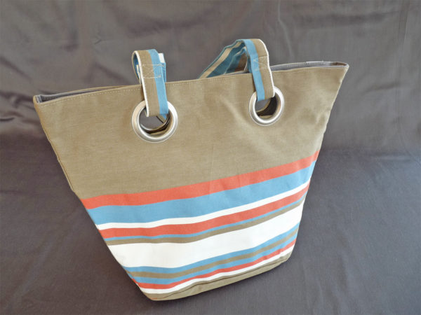 Sac shopping bleu Azur et rouge TISSAGES CATHARES