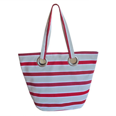 Sac shopping en tissu rayure rouge TISSAGES CATHARES