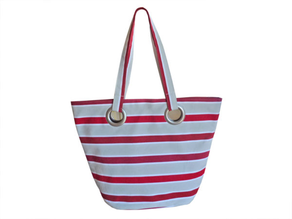 Sac shopping en tissu rayure rouge TISSAGES CATHARES