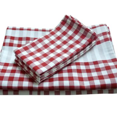Ensemble nappe et serviettes vichy rouge GUINGUETTE
