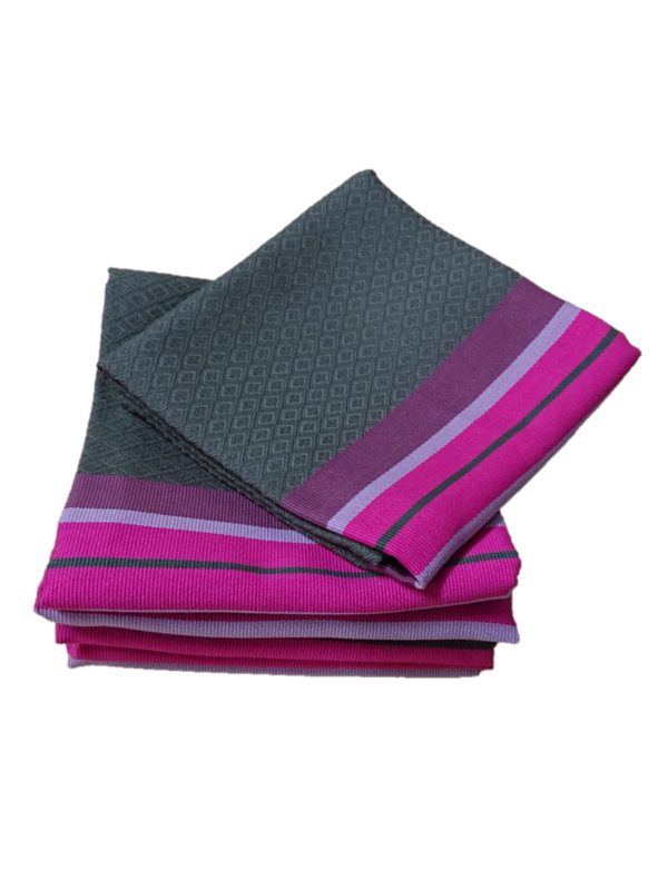 Serviette de table gris et fushia PUIVERT – Image 2