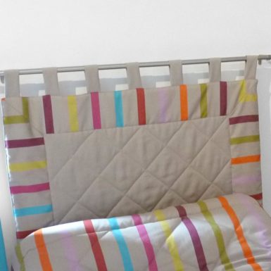 Tête de lit en tissu rayure beige TUTTI FRUTTI