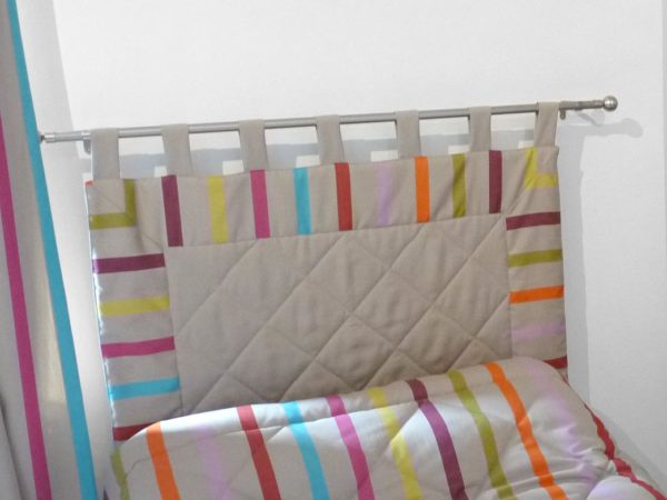 Tête de lit en tissu rayure beige TUTTI FRUTTI