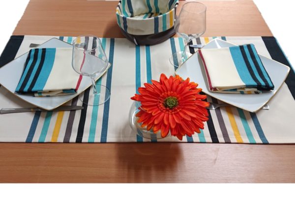 Chemin de table en coton bleu CAMON – Image 2