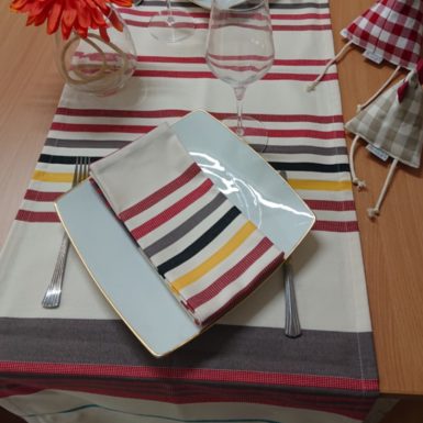 Chemin de table en coton rouge CAMON