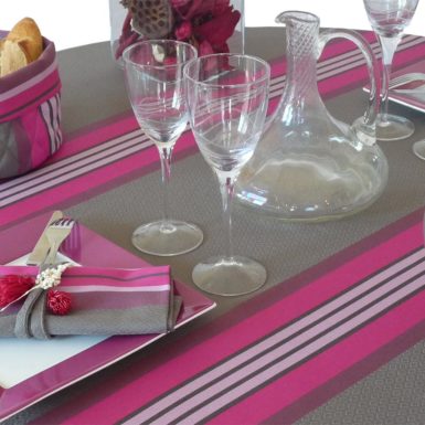 Nappe de table fuchsia et grise PUIVERT