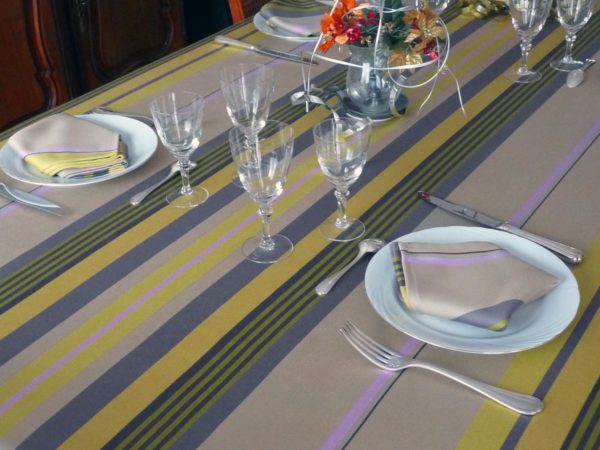 Nappe de table jaune et grise MIREPOIX