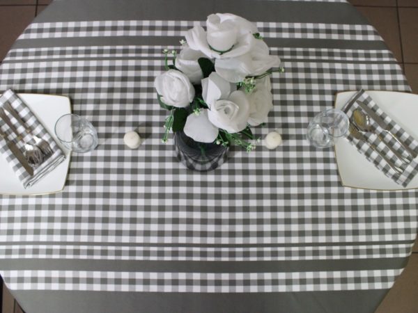 Nappe de table à carreaux gris et blanc GUINGUETTE – Image 2