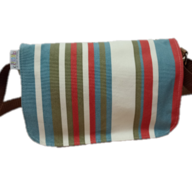 Sac à bandoulière bleu azur et rouge TISSAGES CATHARES