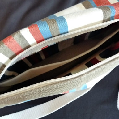 Sac à bandoulière bleu azur et rouge TISSAGES CATHARES