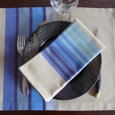 set de table tissu bleu authentique