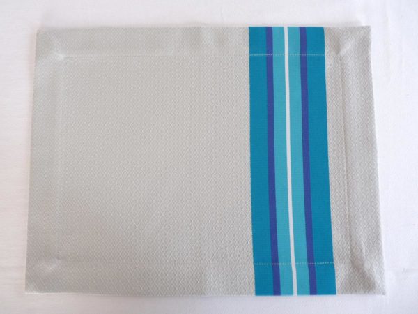 set de table tissu rectangulaire bleu puivert