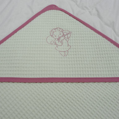 Cape de bain bébé en nid d’abeille broderie Ange