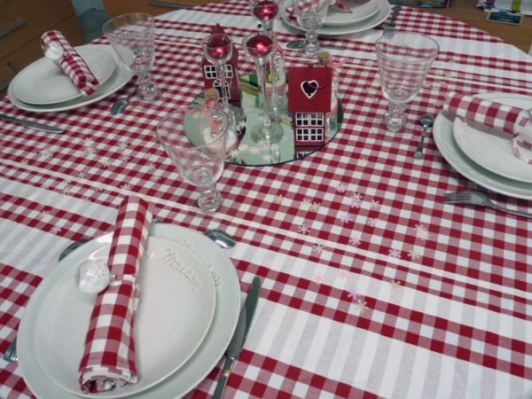 Nappe carreaux rouge et blanc coton