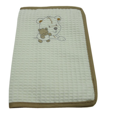 Protège carnet de santé en nid d’abeille broderie Ourson