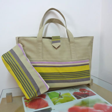 Sac fourre tout beige et jaune MIREPOIX