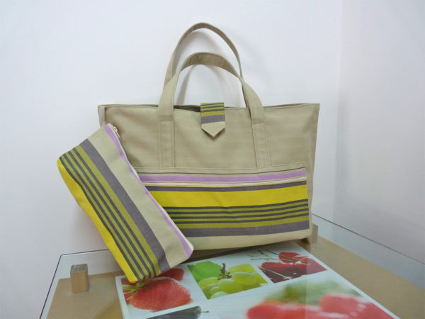 Sac fourre tout beige et jaune MIREPOIX