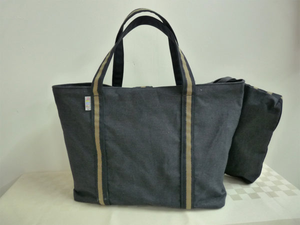 Sac fourre tout en toile Gris et Doré TISSAGES CATHARES – Image 2